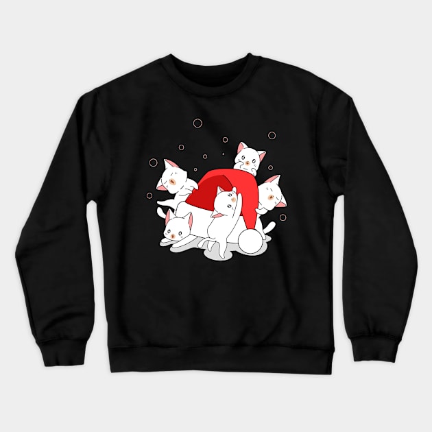 Christmas cute kittens with santa hat Crewneck Sweatshirt by julia_printshop